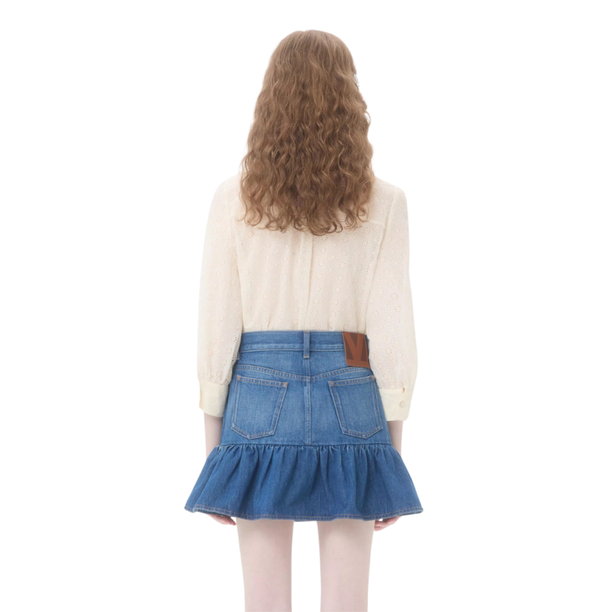 Chemise à pois VALENTINO Sangallo Daisy coton mélangée écru bouton nacre