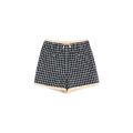 Short bouclé crêpe couture laine coton bleu marine écru