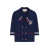Pull manche courte croisé bleu marine marin rouge bouton doré