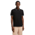 Polo manche courte piqué coton noir col rayé blanc