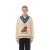 Pull col V laine écru vert broderie Le Chien de la Maison