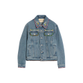 Veste Jean denim coton bleu broderies perle fleurs
