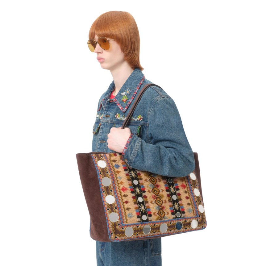 Veste Jean VALENTINO denim coton bleu broderies perle fleurs