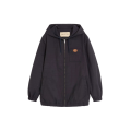 Blouson à capuche nylon noir poche poitrine VLogo cuir