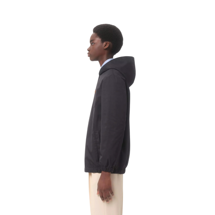 Blouson à capuche VALENTINO nylon noir poche poitrine VLogo