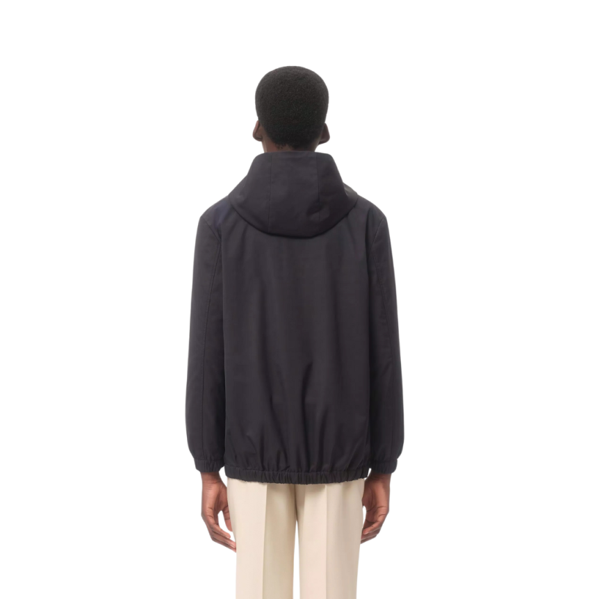 Blouson à capuche VALENTINO nylon noir poche poitrine VLogo