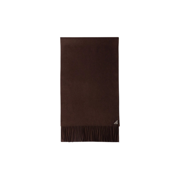 Echarpe PRADA soie cachemire marron chocolat franges