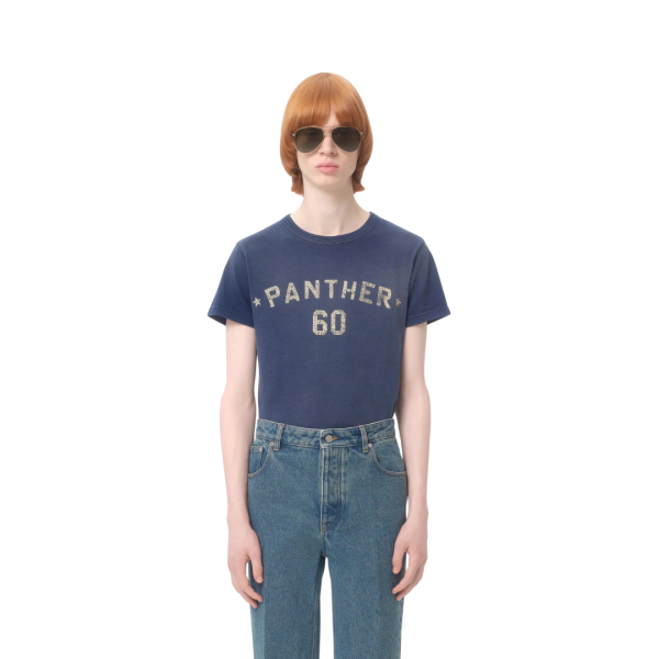T-shirt col rond VALENTINO coton bleu imprimé panther 60 Chez valentino dos