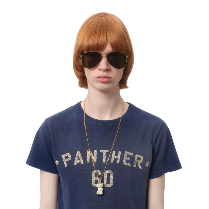 T-shirt col rond VALENTINO coton bleu imprimé panther 60 Chez valentino dos