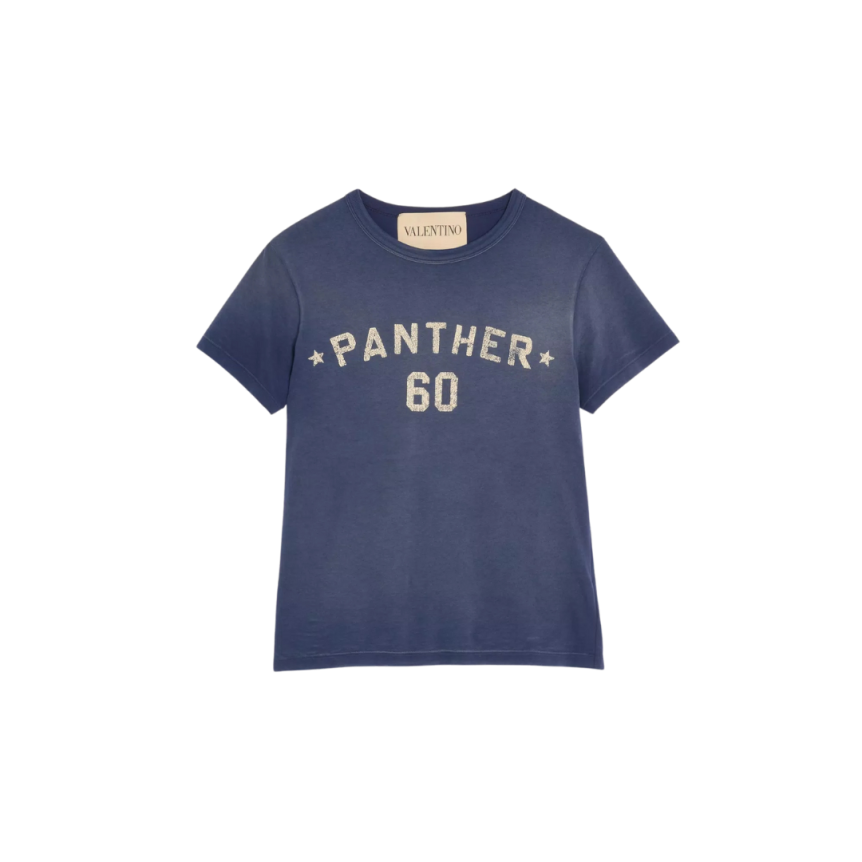 T-shirt col rond VALENTINO coton bleu imprimé panther 60 Chez valentino dos