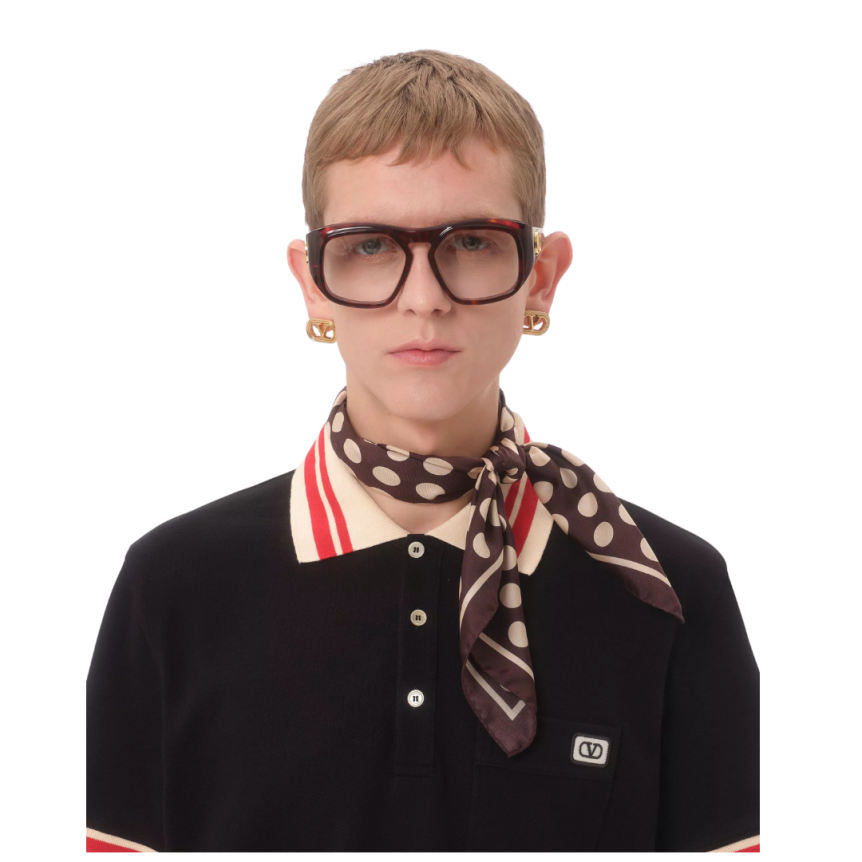 Polo VALENTINO piqué coton noir col blanc rouge écusson VLogo