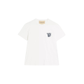 T-shirt col rond coton blanc écusson VG bleu marine