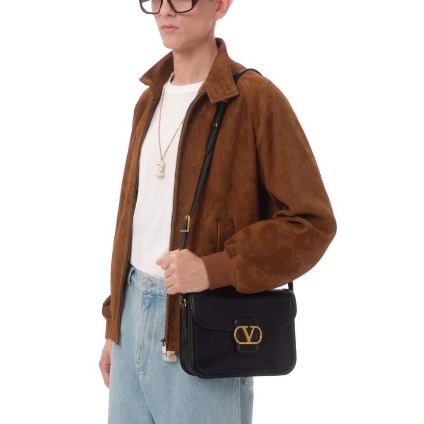 T-shirt col rond VALENTINO coton blanc écusson VG bleu marine