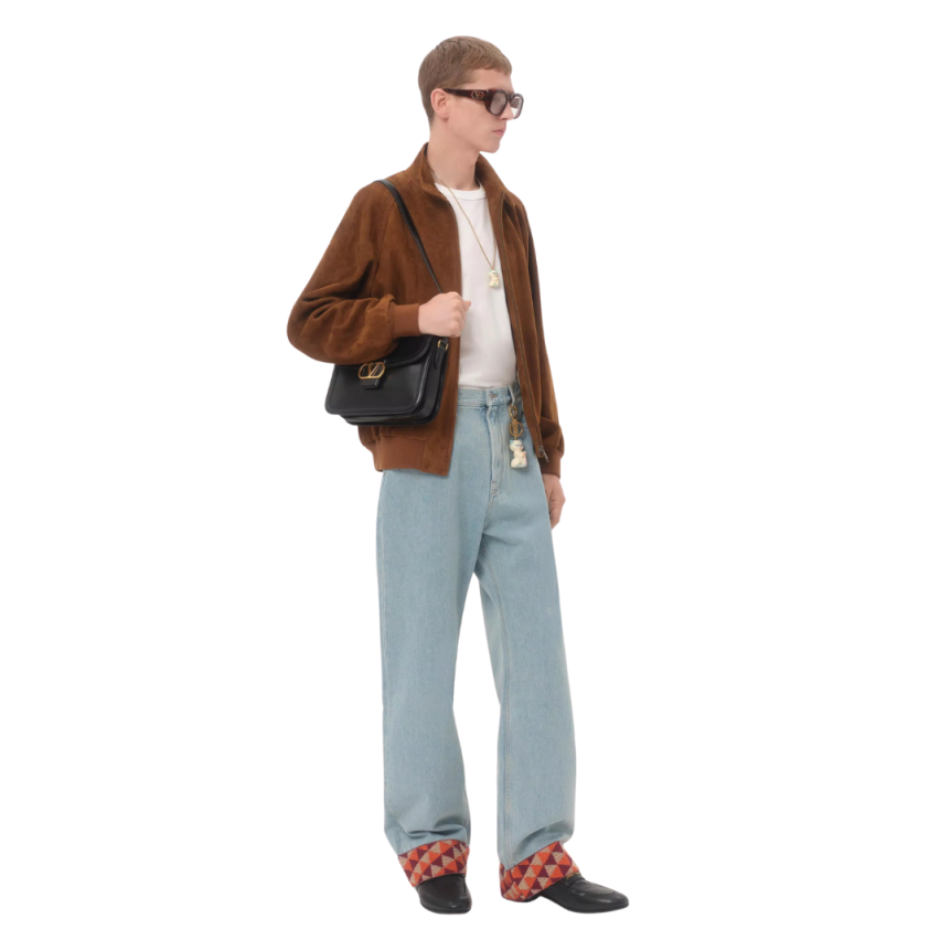 T-shirt col rond VALENTINO coton blanc écusson VG bleu marine