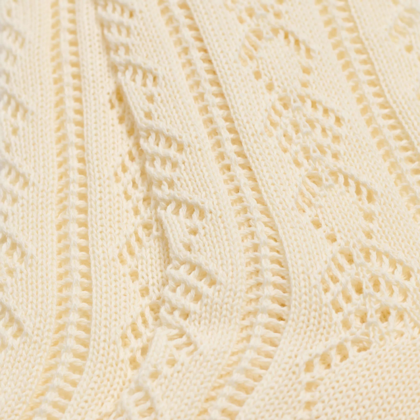 Chaussettes hautes VALENTINO coton perforé écru Vlogo doré