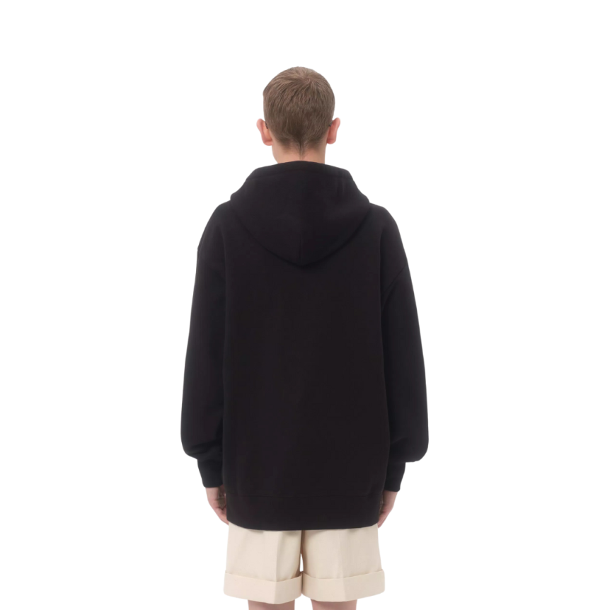 Sweat-shirt zippé à capuche VALENTINO cardigan coton noir broderie VG ecru