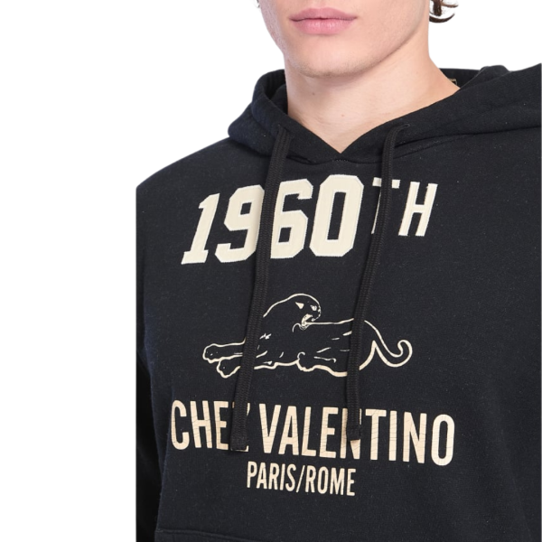 Sweat-shirt à capuche VALENTINO coton mélangé noir imprimé Chez Valentino 1960