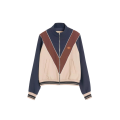 Sweat-shirt zippé Cardigan nylon bleu marine beige marron VLogo