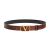 Ceinture réversible cuir veau brillant caramel noir VLogo doré