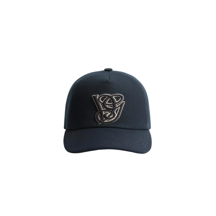 Casquette VALENTINO coton bleu marine broderie VG écru