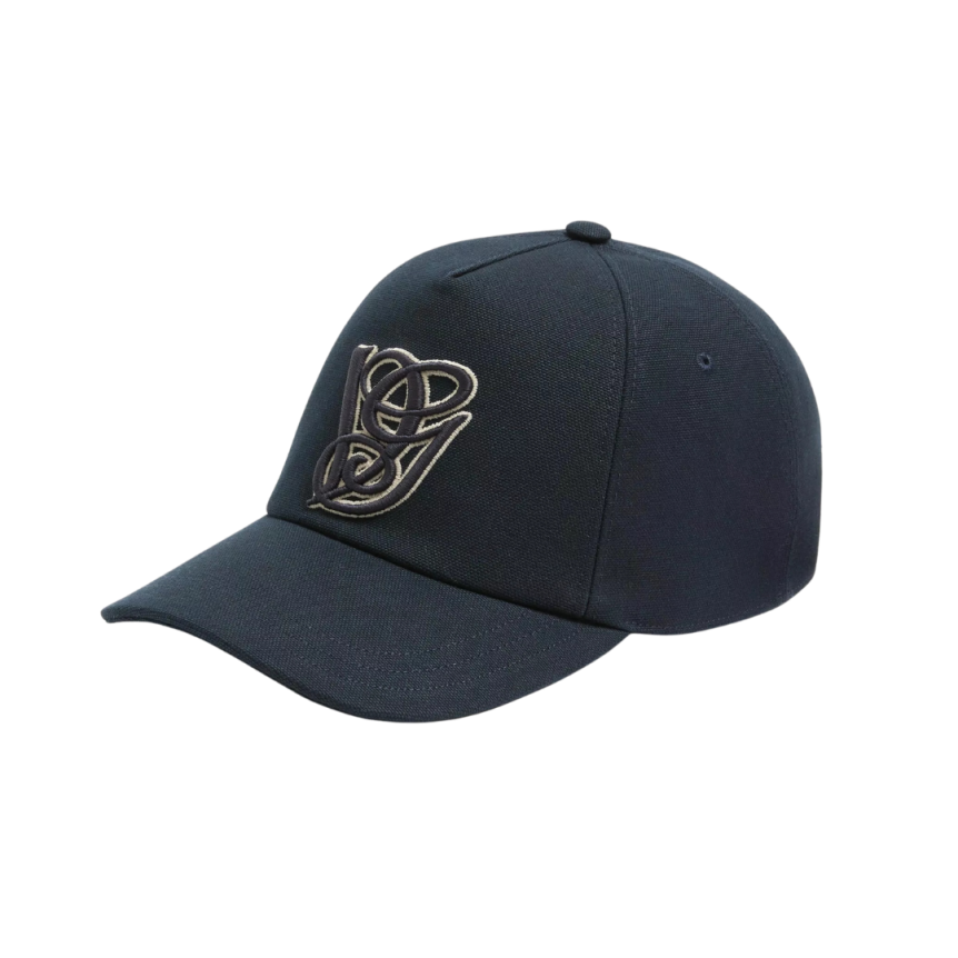 Casquette VALENTINO coton bleu marine broderie VG écru