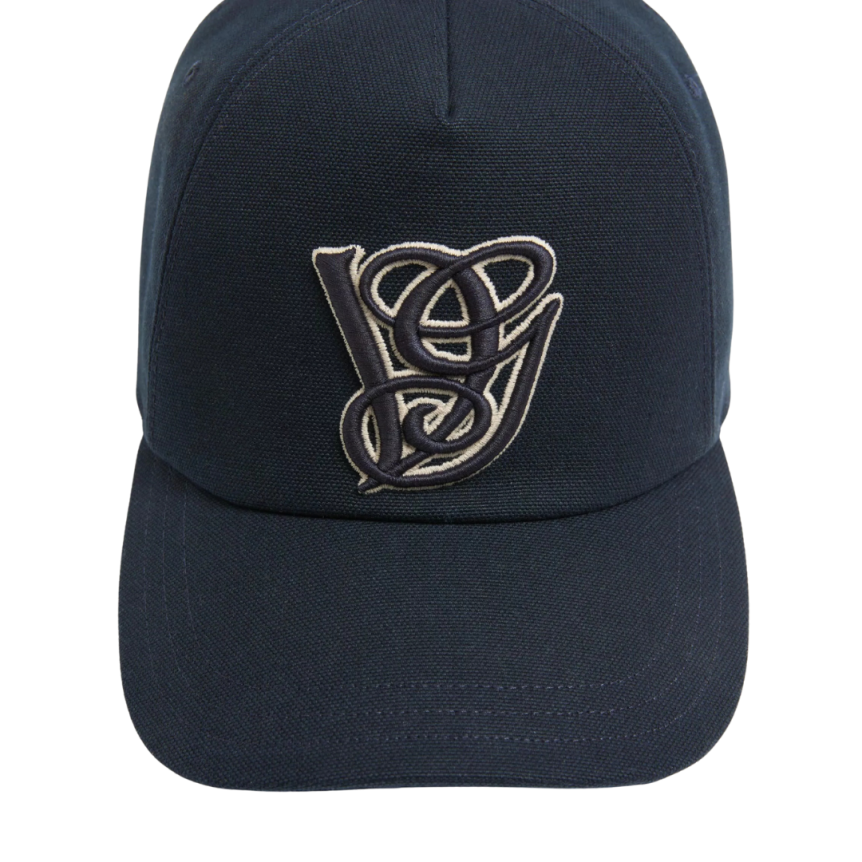 Casquette VALENTINO coton bleu marine broderie VG écru