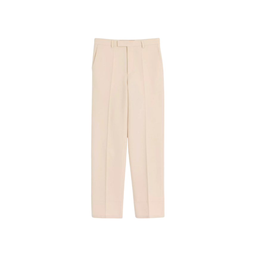 Pantalon droit VALENTINO gabardine laine beige rosé