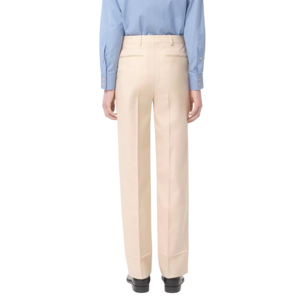 Pantalon droit VALENTINO gabardine laine beige rosé