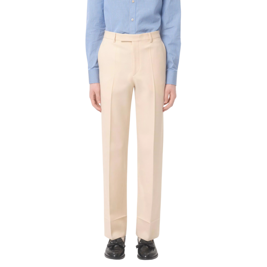 Pantalon droit VALENTINO gabardine laine beige rosé