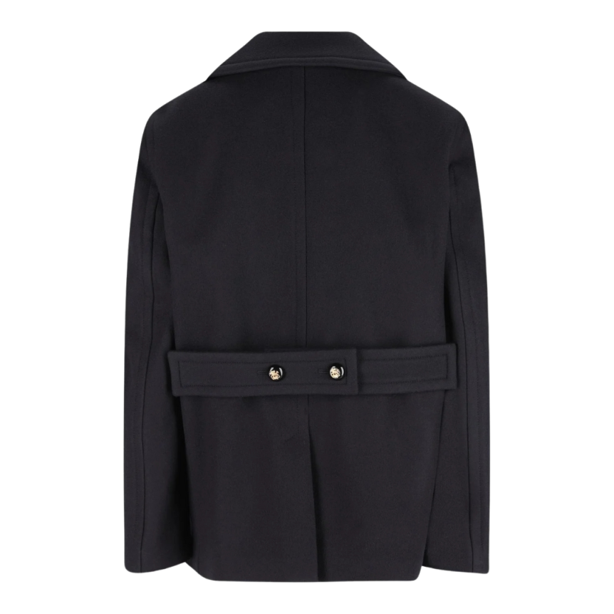 Caban manteau croisé VALENTINO laine vierge bleu marine bouton doré