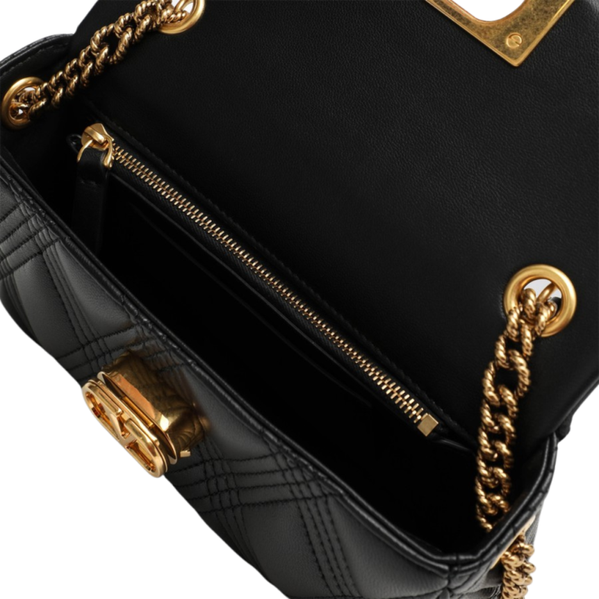 Sac porté épaule VALENTINO cuir matelassé noir Vlogo doré chaine bandoulière