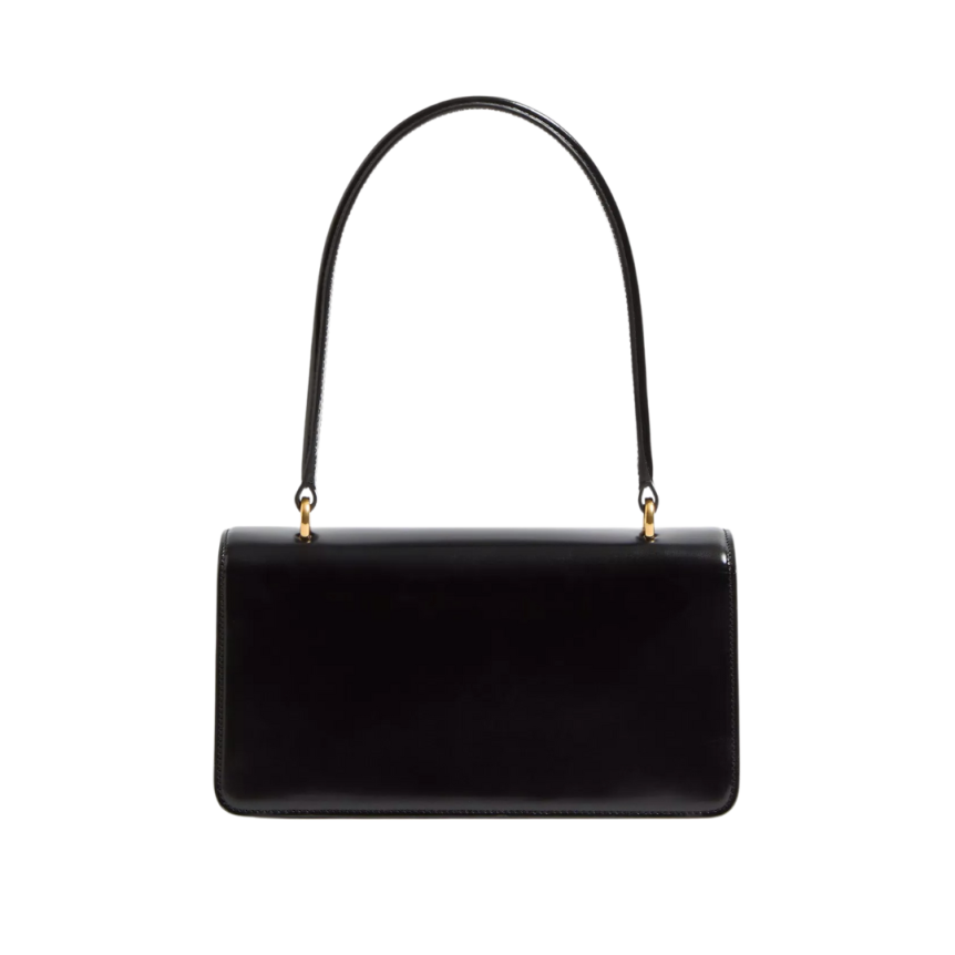Sac porté épaule VALENTINO Vain cuir veau brillant noir Vlogo doré