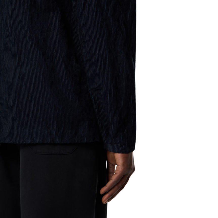 Surchemise zippée STONE ISLAND velours côtelé coton nylon bleu marine poche poitrine