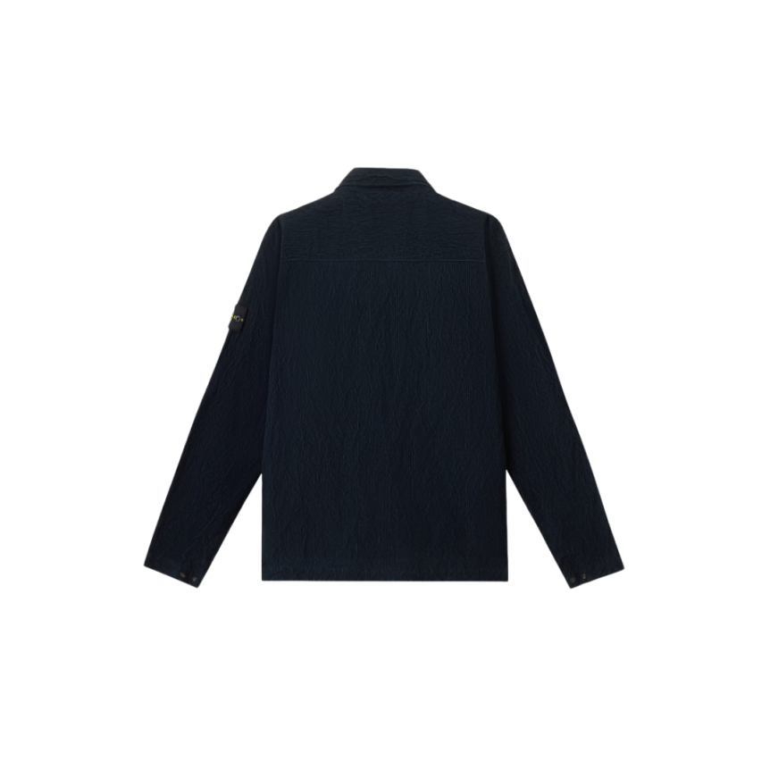 Surchemise zippée STONE ISLAND velours côtelé coton nylon bleu marine poche poitrine