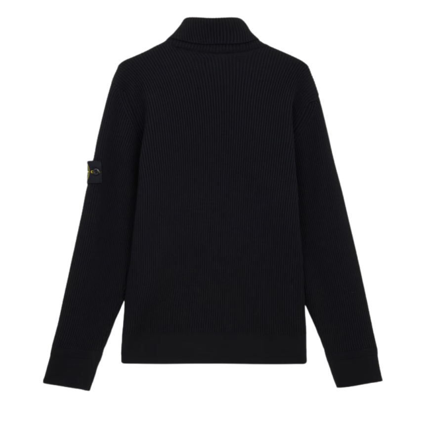 Pull col roulé STONE ISLAND laine côtelée noire