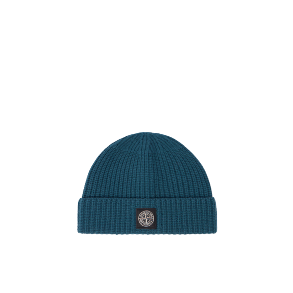 Bonnet STONE ISLAND laine vierge vert foncé revers écusson Compass