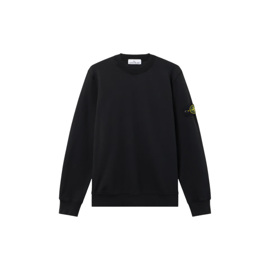 Sweat-shirt ras-du-cou STONE ISLAND molleton coton bio noir