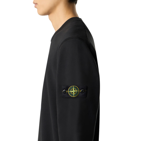 Sweat-shirt ras-du-cou STONE ISLAND molleton coton bio noir