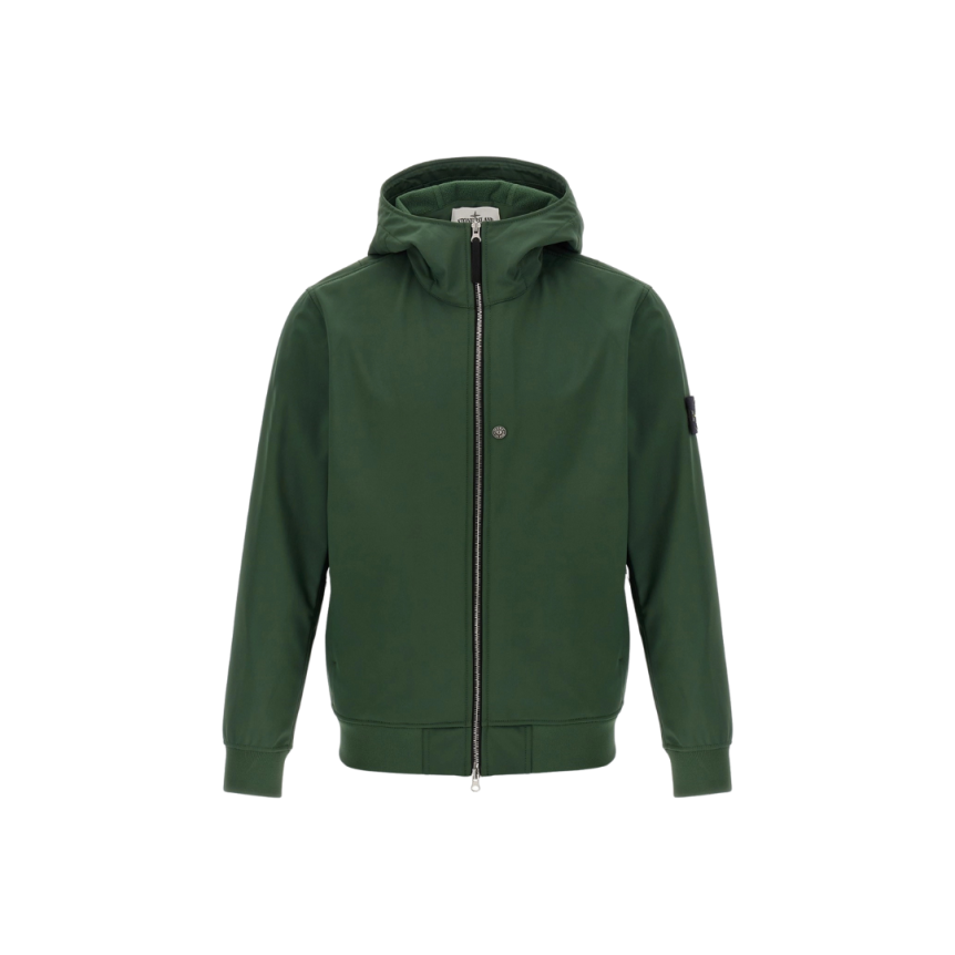 Veste à capuche STONE ISLAND coupe vent vert sapin Softshell bouton pression