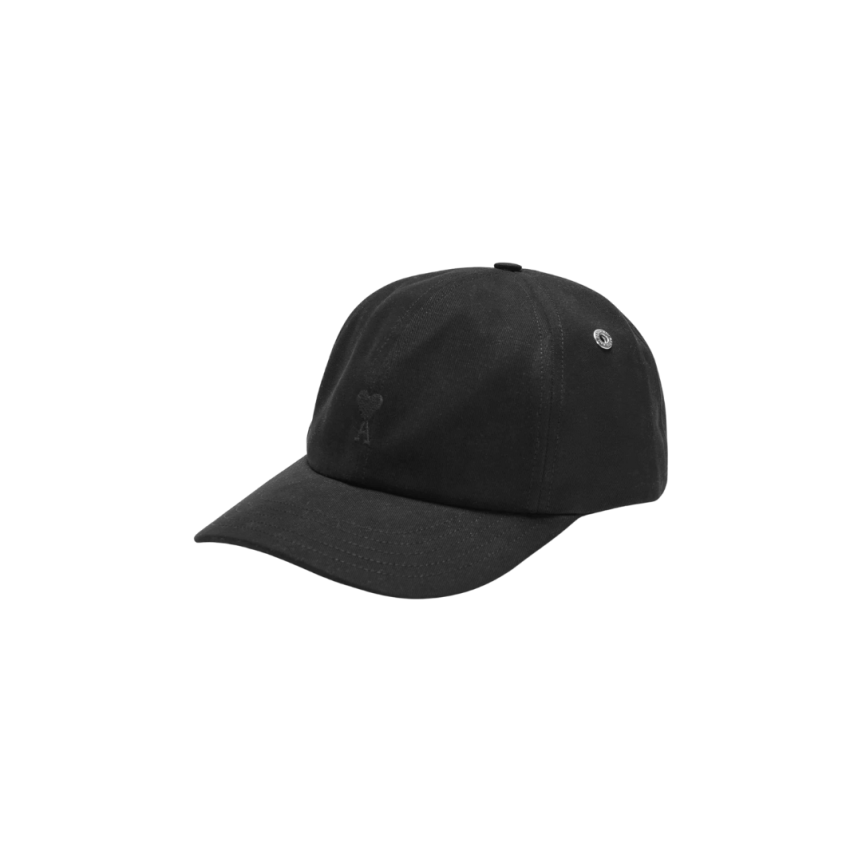 Casquette AMI Paris gabardine coton noir broderie cœur noir