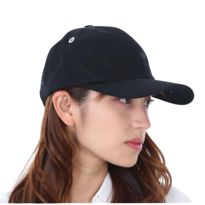 Casquette AMI Paris gabardine coton noir broderie cœur noir