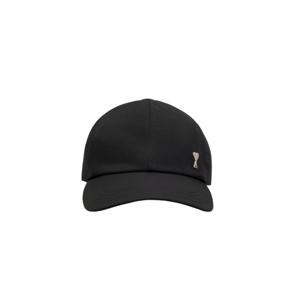 Casquette AMI Paris sergé nylon froissé noir cœur métal