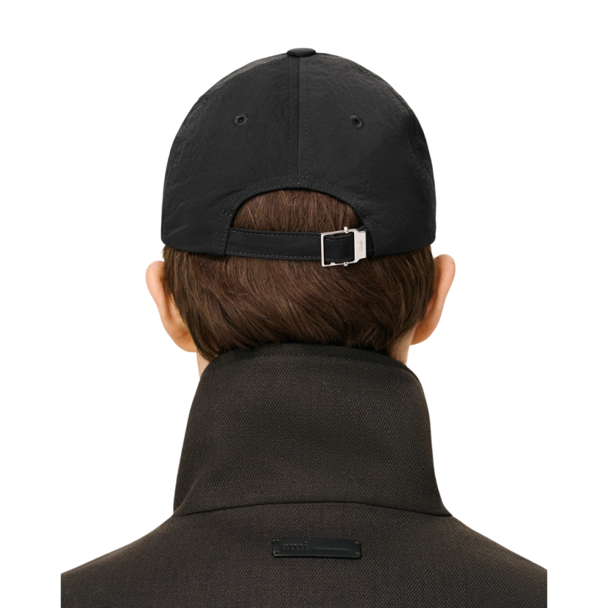 Casquette AMI Paris sergé nylon froissé noir cœur métal