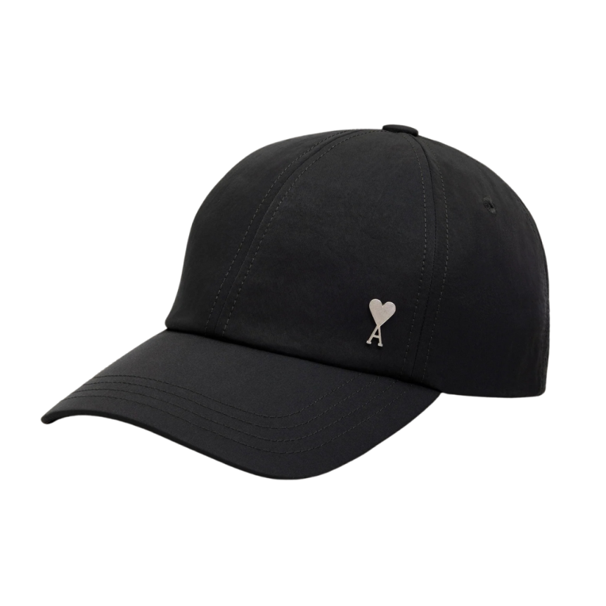 Casquette AMI Paris sergé nylon froissé noir cœur métal