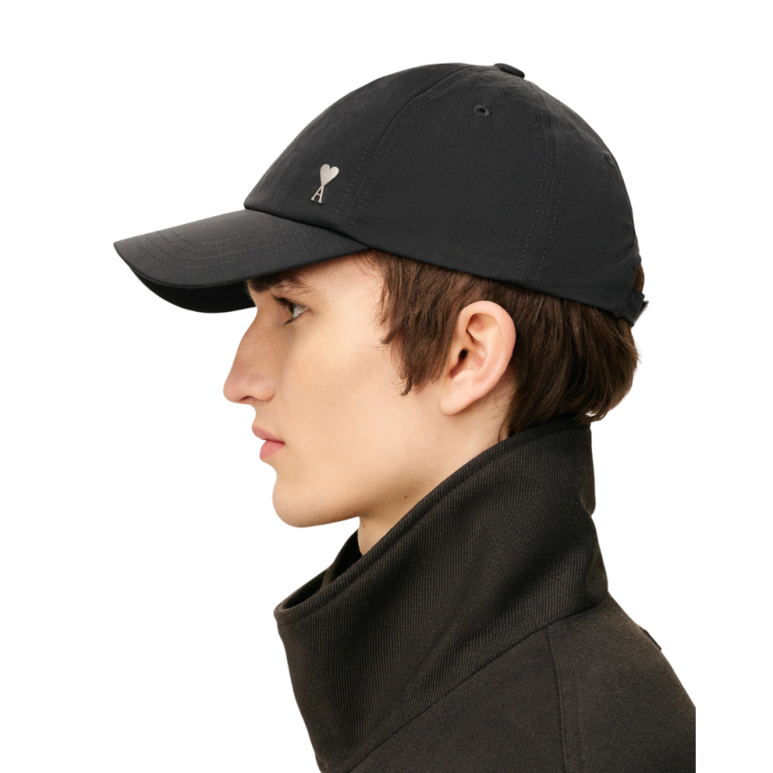 Casquette AMI Paris sergé nylon froissé noir cœur métal