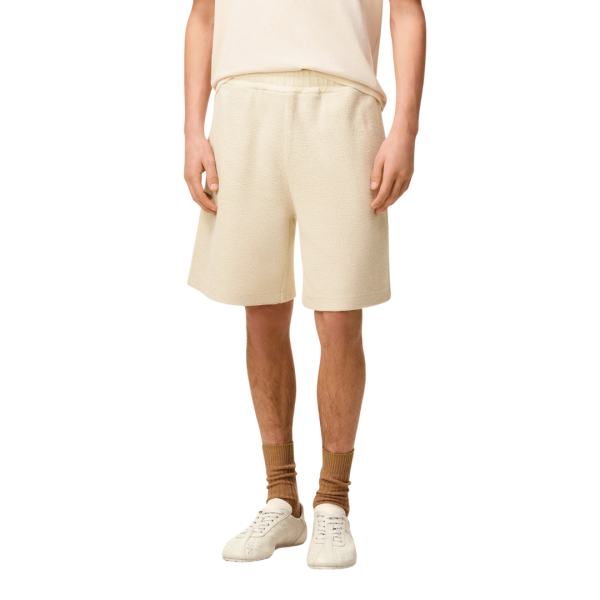 Short taille élastique AMI Paris coton mercerisé éponge écru