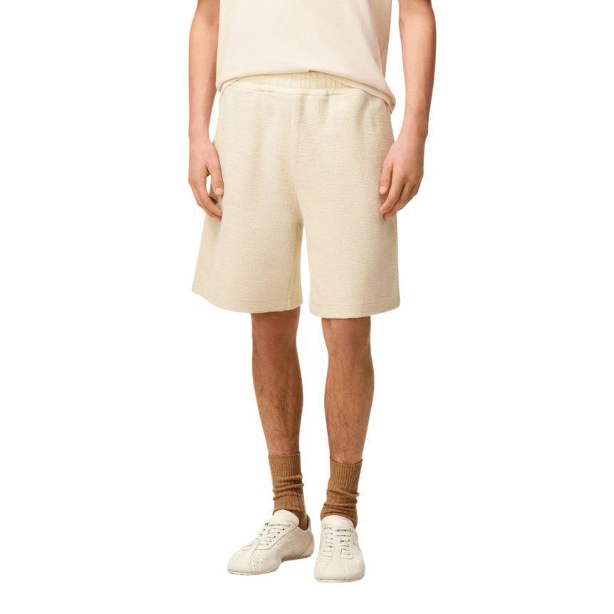 Short taille élastique AMI Paris coton mercerisé éponge écru