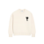 Pull col rond laine mérinos écru ami de cœur noir