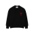 Pull col rond laine mérinos noir ami de cœur rouge
