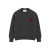 Pull col rond laine mérinos gris ami de cœur rouge